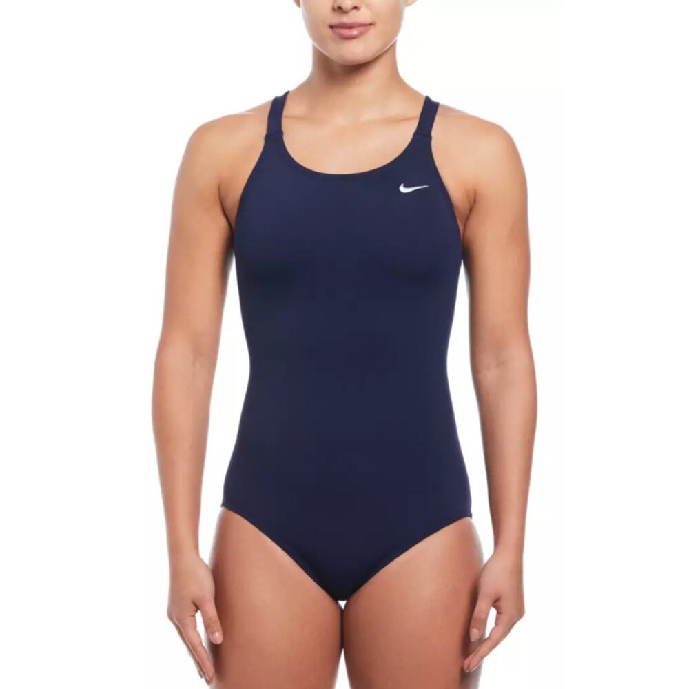 Nike HydraStrong Fastback Low Leg Swimsuit Womens Size 6 Midnight Navy One Piece
